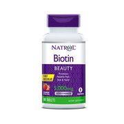 Биотин (Biotin) 5,000 мкг со вкусом клубники ТМ Natrol / Натрол 90 таблеток - Фото