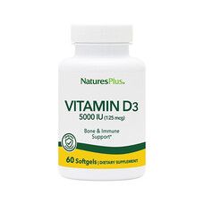 Витамин Д3 (Vitamin D3) 5000IU Natures Plus 60 желатиновых капсул - Фото