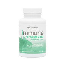 Витамин Д3 (Vitamin D3) 5000 IU (25 mcg) Для Иммунитета Natures Plus 60 желатиновых капсул - Фото