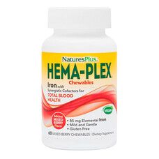 Комплекс для поддержки оптимального здоровья крови Hema-Plex Natures Plus Ягодное Ассорти 60 жевательных таблеток - Фото