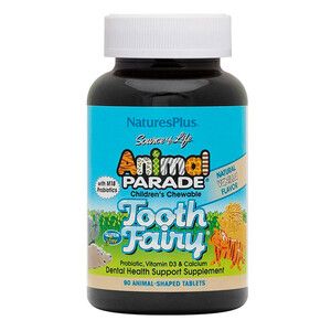 Пробиотик для здоровья зубов и полости рта для детей вкус ванили Tooth Fairy Animal Parade Natures Plus 90 жевательных таблеток