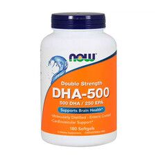 DHA (докозагексаеновая кислота) 500 мг Now Foods 180 желатиновых капсул - Фото