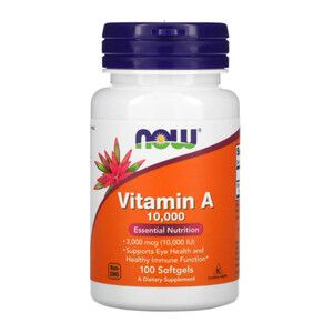 Витамин А (Vitamin A) 10 000 IU ТМ Нау Фудс / Now Foods 100 желатиновых капсул