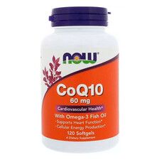 Коензим Q10 з риб'ячим жиром CoQ10 with Omega-3 Now Foods 60 мг гелеві капсули №120  - Фото