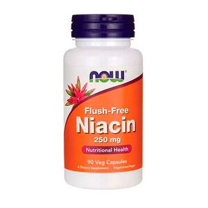 Ніацин (B3) No-Flush Niacin Now Foods 250 мг 90 вегетаріанських капсул