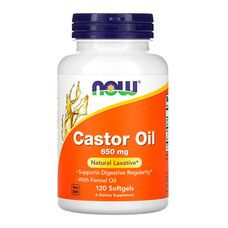 Касторова олія 650 мг Castor Oil Now Foods 120 гелевих капсул - Фото