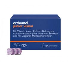 Orthomol Junior Vision жевательные таблетки (для укрепления зрения) Черника - Персик 30 дней - Фото
