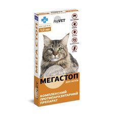 Капли комплексные Мега Стоп ProVet для кошек 4-8 кг 4 пипетки - Фото