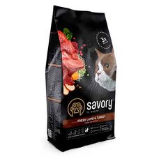 Сухой корм для котов Savory Adult Cat Sensitive Digestion Fresh Lamb & Turkey 2 кг - Фото