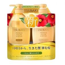 Набор шампунь и кондиционер Объем и восстановление Shiseido Tsubaki Premium Volume & Repair 2х450 мл - Фото