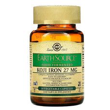 Железо Solgar (EarthSource Food Fermented Koji Iron) 27 мг 60 вегетарианских капсул  - Фото