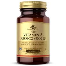 Витамин А Solgar (Dry Vitamin A) 5000 МЕ 100 таблеток - Фото