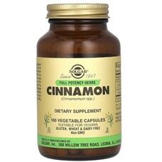 Экстракт корицы Cinnamon Solgar Full Potency Herbs 100 вегетарианських капсул - Фото