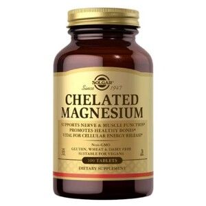 Магний хелат Chelated Magnesium Solgar 100 таблеток 