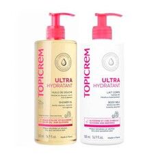 Топікрем Набір ультра зволожувальна емульсія для тіла 500 мл + ультразволожувальна олійка для душу 500 мл - Фото