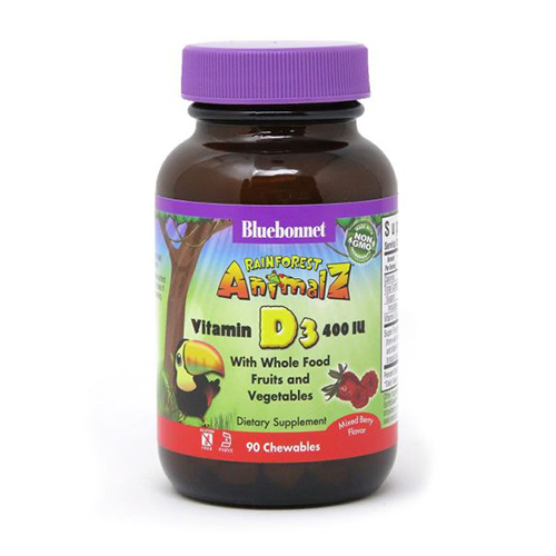 Витамин D3 400IU Rainforest Animalz для детей жевательные конфеты с ягодным вкусом №90