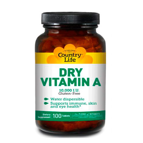 Dry Vitamin A (Вітамін А) 10 000 МО 100 таблеток ТМ Кантрі Лайф / Country Life