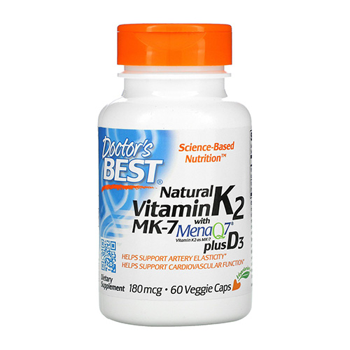 Витамин K2 с D3 (Vitamin K2 plus Vitamin D3) 180 мкг Doctor's Best 60 капсул