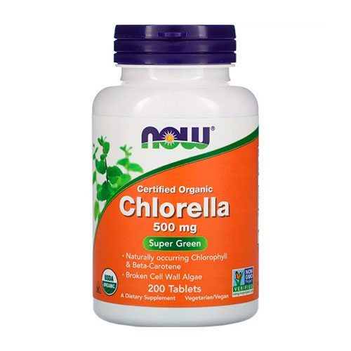Органічна Хлорела Chlorella Now Foods 500 мг 200 таблеток