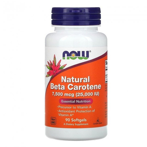 Бета-каротин натуральный Now Foods (Natural Beta Carotene) 25000 МО 90 капсул